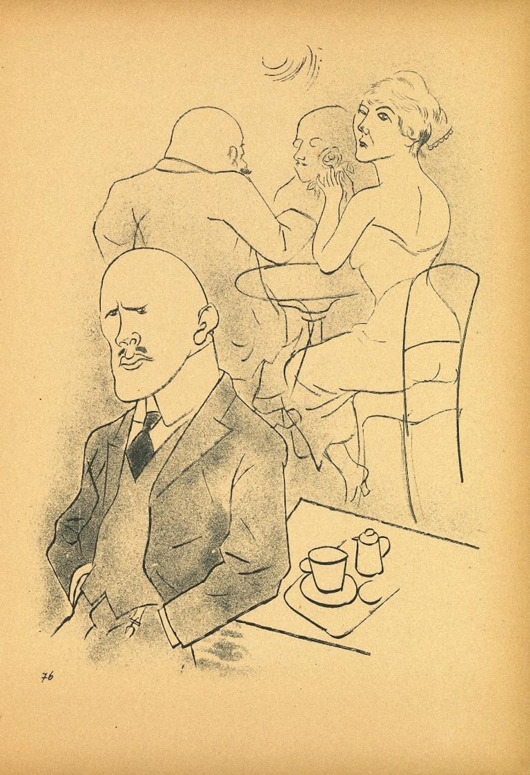 Indifference is an original offset lithograph, realized by George Grosz.

The artwork is the plate n. 76 from the porfolio Ecce Homo published between 1922/1923,edition of Der Malik-Verlag Berli, that includes offset lithograph print.

Numbered on