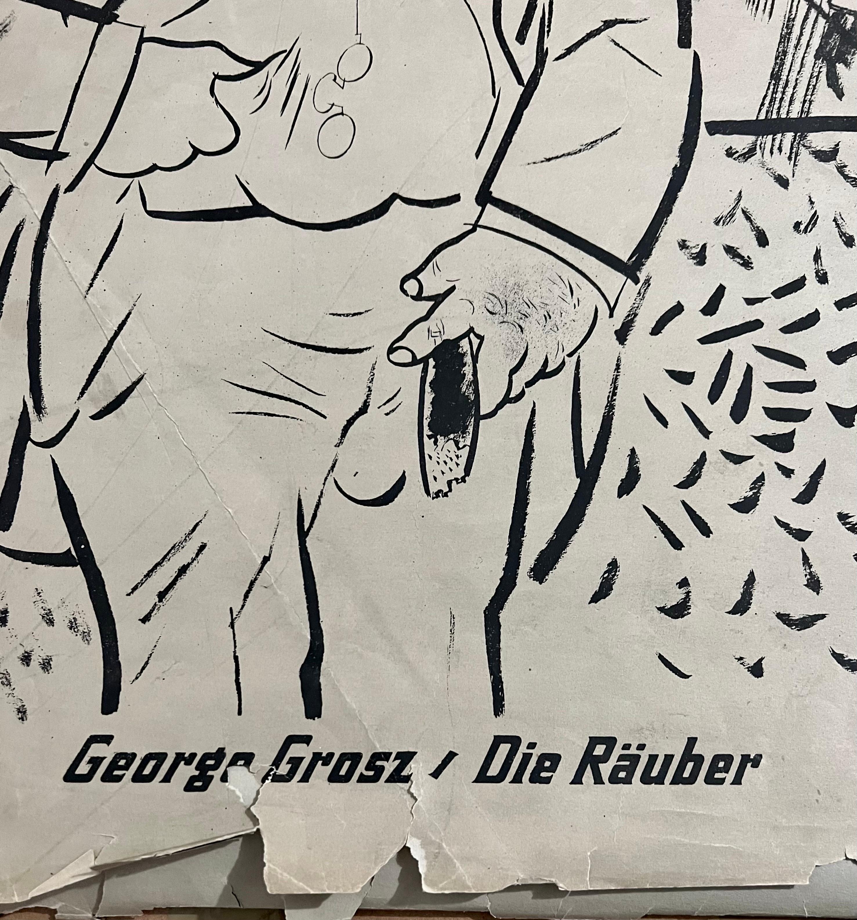 Große Lithographie von George Grosz aus dem Jahr 1923, Die Rauber, Deutscher Expressionismus, WPA- Realismus  im Angebot 10