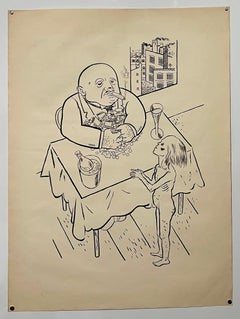Large George Grosz 1923 Lithograph Die Rauber German Expressionism WPA Realism