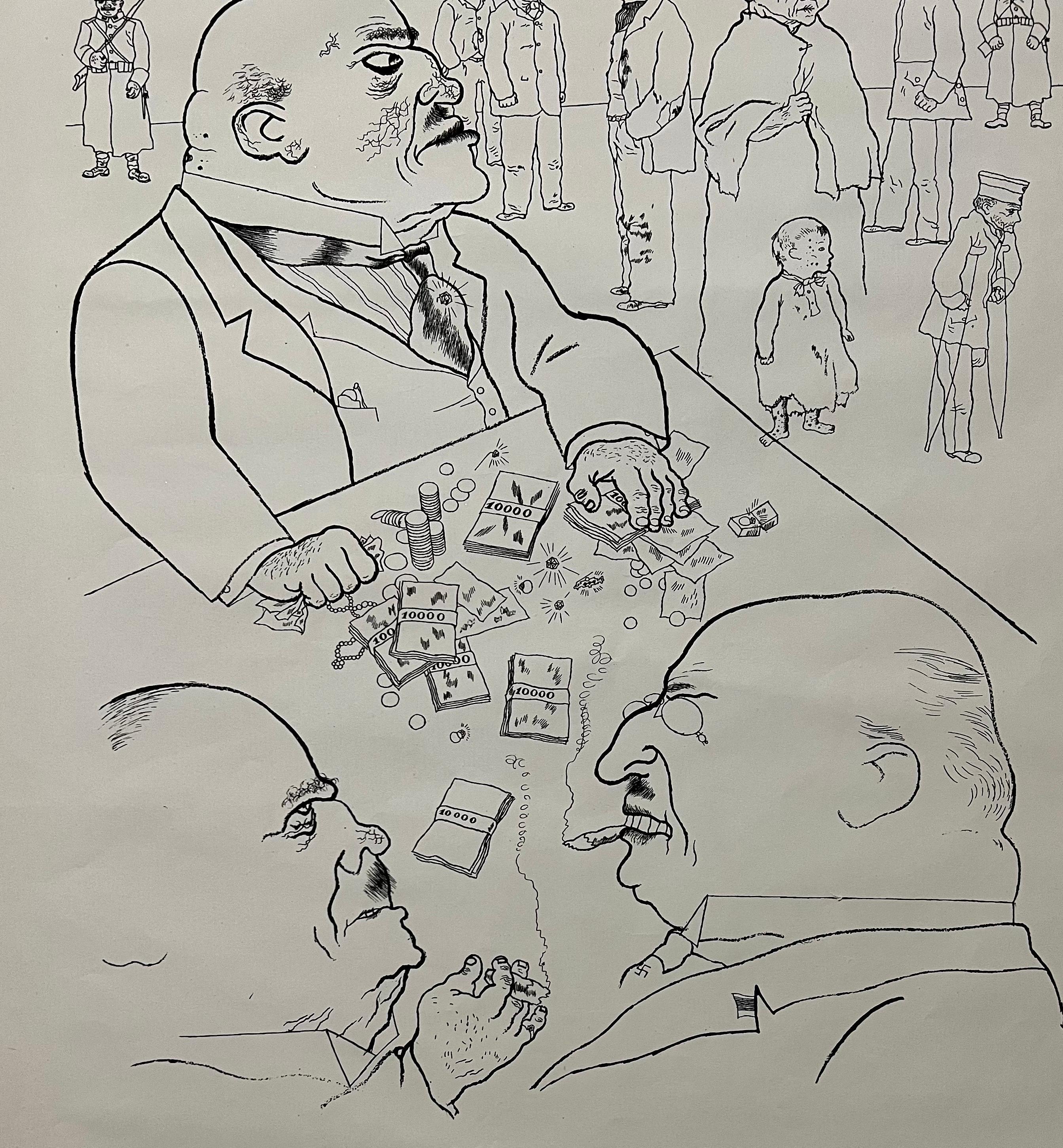 Large George Grosz 1923 Lithograph Die Rauber German Expressionism WPA Realism  For Sale 1