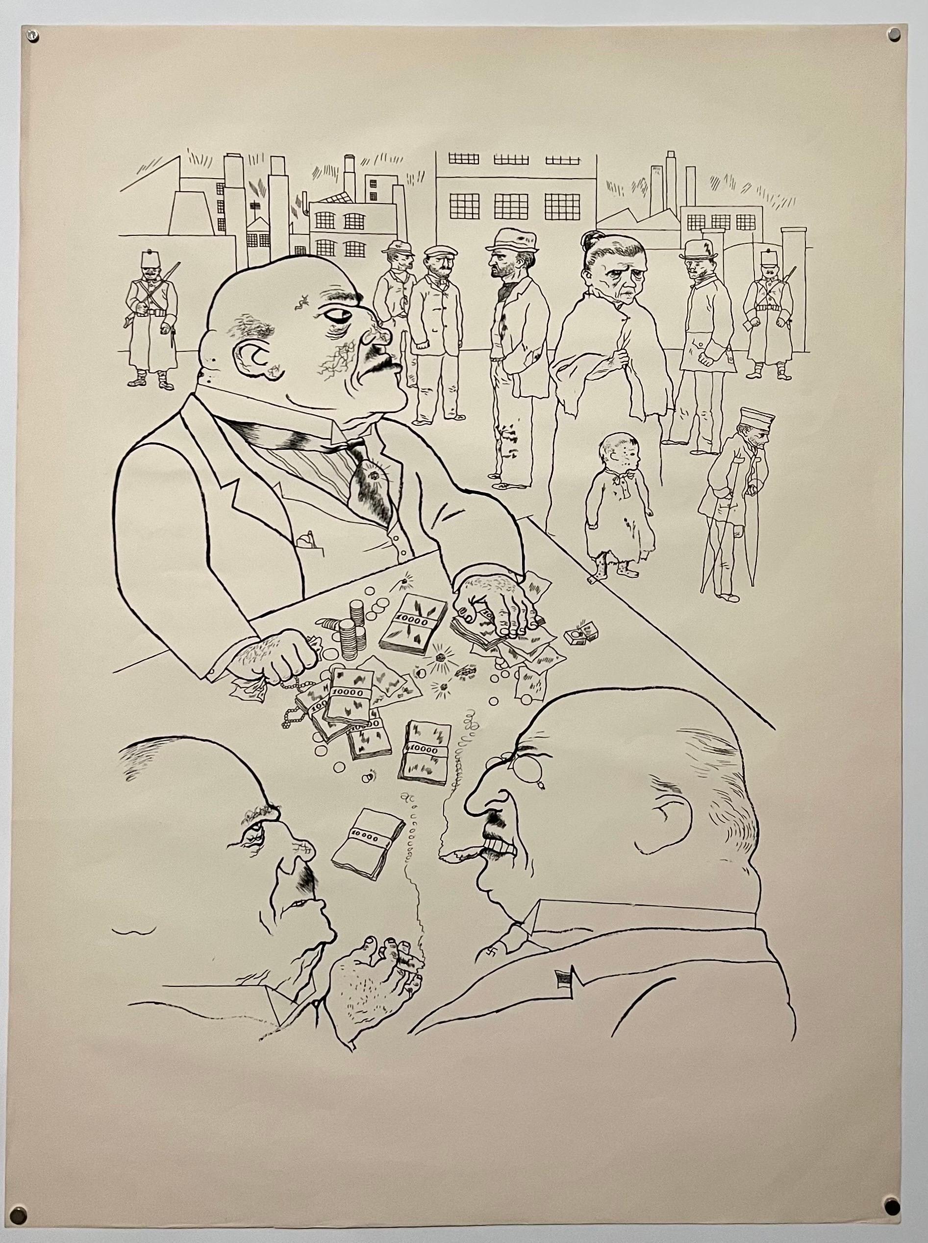 Large George Grosz 1923 Lithograph Die Rauber German Expressionism WPA Realism  For Sale 2