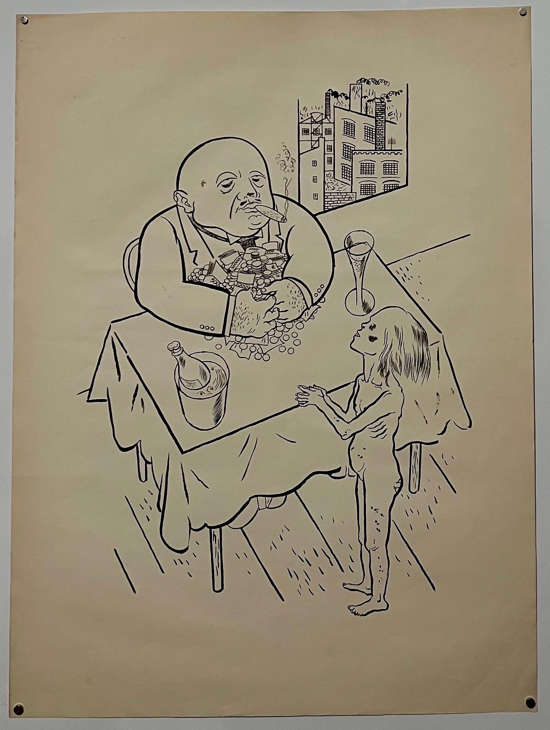 Große Lithographie von George Grosz aus dem Jahr 1923, Die Rauber, Deutscher Expressionismus, WPA- Realismus  im Angebot 3