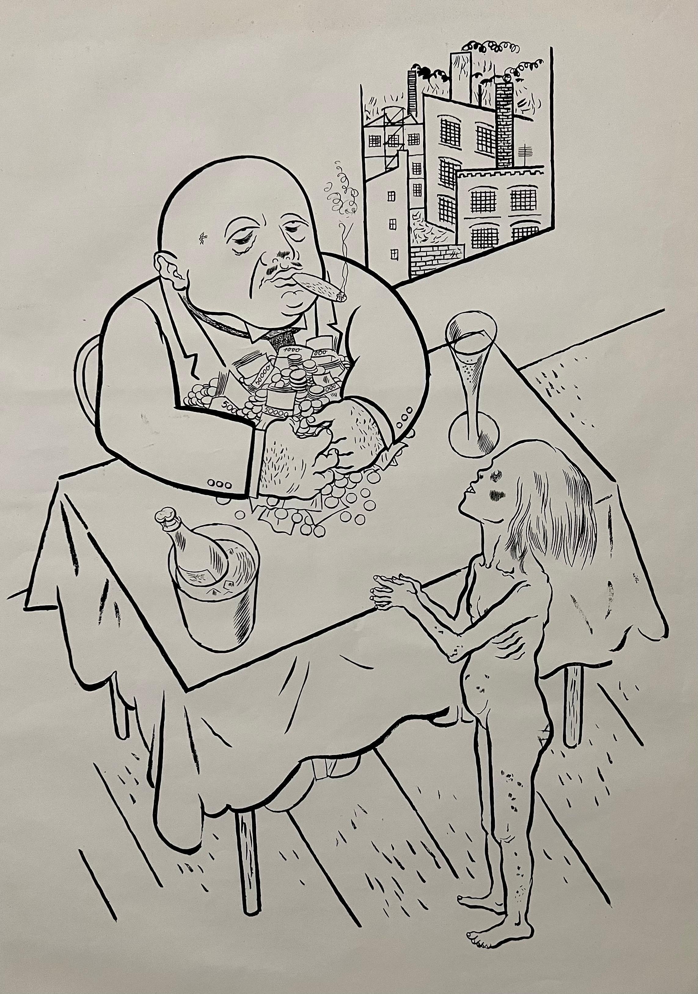 From The robbers. lithographs by George Grosz for the drama of the same name. 
photolithography on laid paper. 19 X 25.5 inches (sheet size).  This is not hand signed or numbered in pecil.
Limited edition. Berlin, Malik-Verlag, 1923. 
Dückers MV,