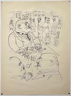 Vintage Large George Grosz 1923 Lithograph Die Rauber German Expressionism WPA Realism 