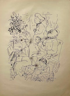 Large George Grosz 1923 Lithograph Die Rauber German Expressionism WPA Realism