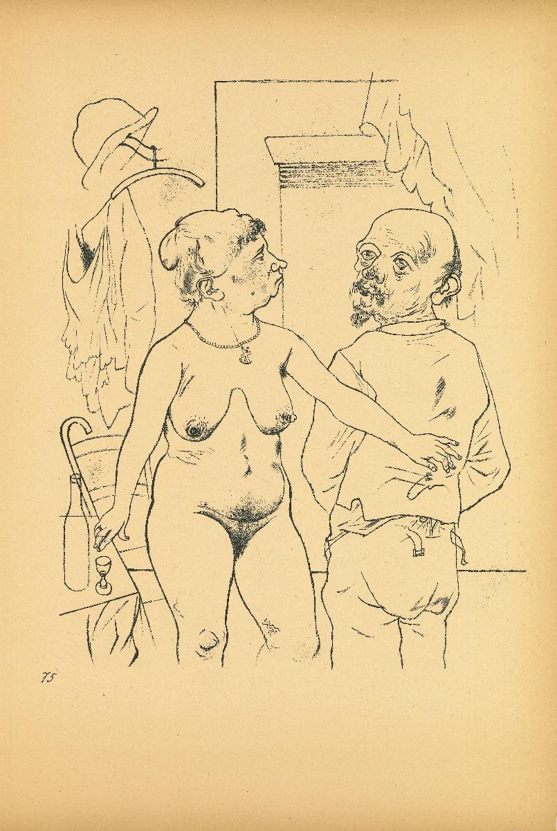 Nude - Original Offset and Lithograph by George Grosz - 1923