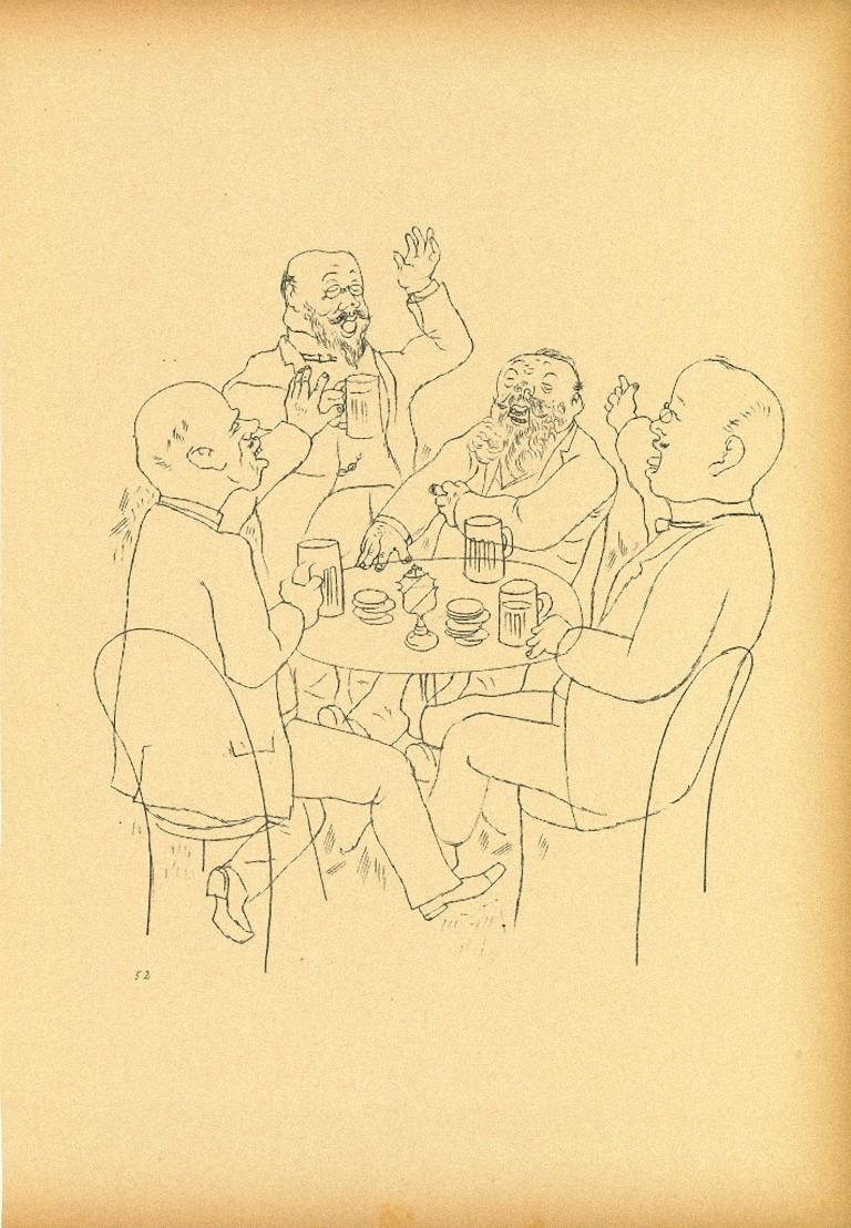 Old lad glory es una impresión original en offset y litografía, realizada por George Grosz.

La obra es la lámina n. 52 del porfolio Ecce Homo publicado entre 1922/1923,edición de Der Malik-Verlag Berlin.

Numerada en la placa del margen inferior.