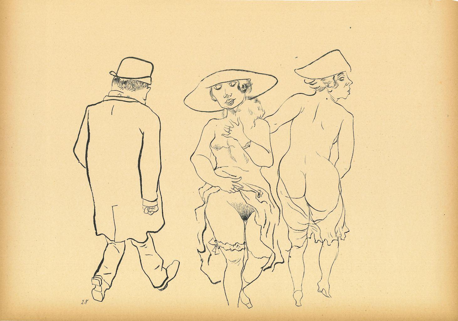 Promenade -  Original Lithograph and Offset by George Grosz - 1923
