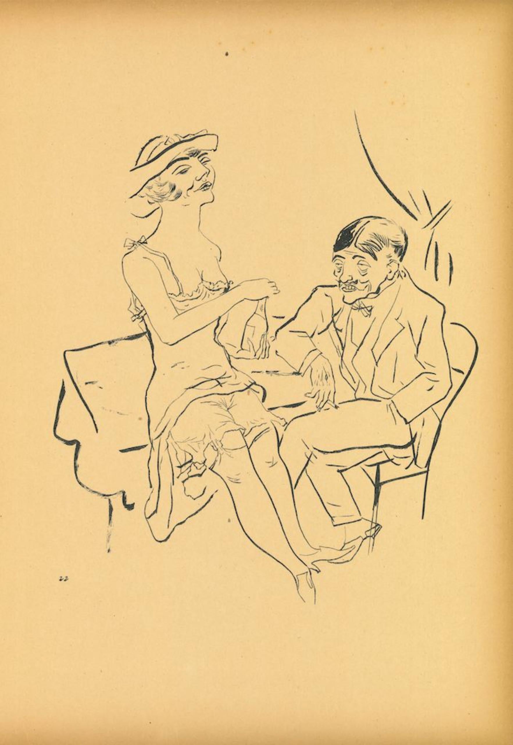 Separe is an original offset and lithograph realized by George Grosz.

The artwork is the plate n.22 from the portfolio Ecce Homo published between 1922/1923, edition of Der Malik-Verlag Berlin.

Numbered on the plate on the lower margin. 

Good