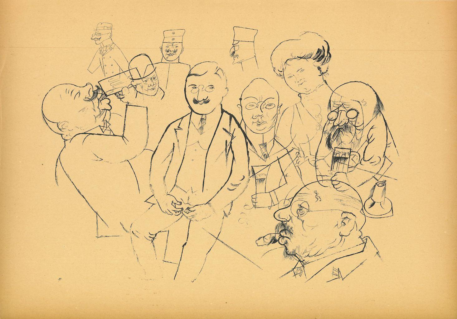 Studies - Original Offset and Lithograph by George Grosz - 1923