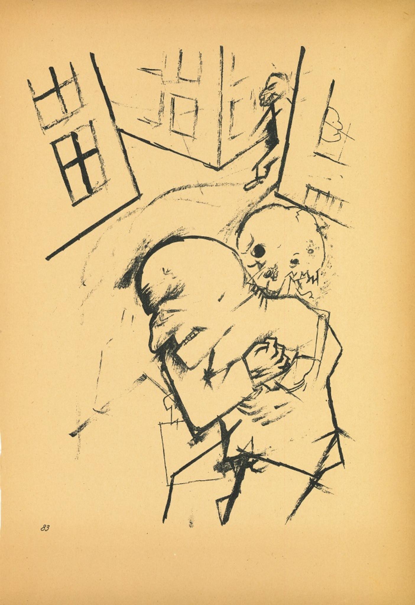 The Hug - Original Lithograph by George Grosz - 1923