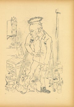 El Hipocondríaco - Litografía original y offset de George Grosz - 1923
