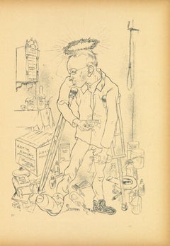 Antique The Hypochondriac - Original Lithograph and Offset by George Grosz - 1923