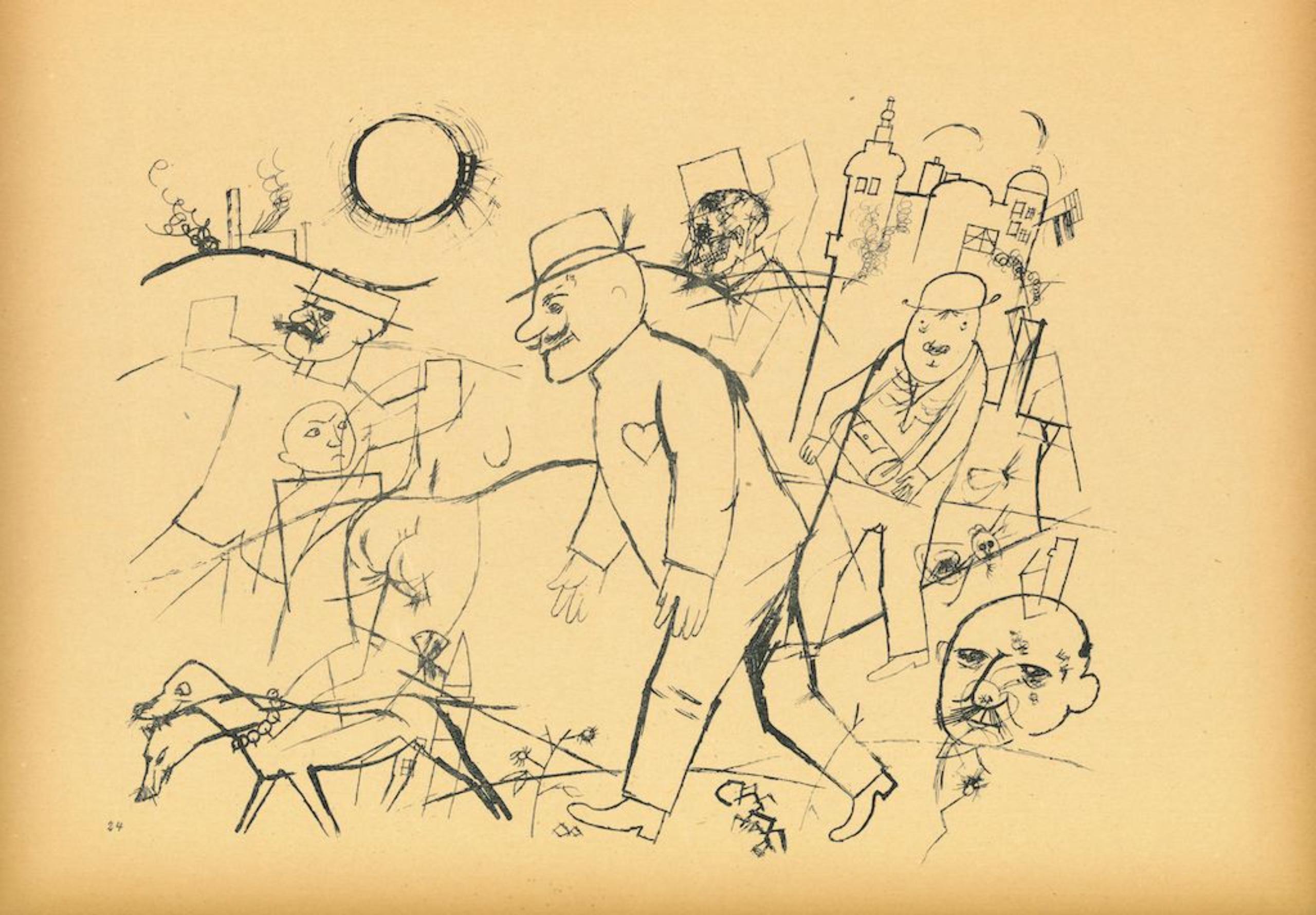 The Obsessed Forstadjunkt - Original Lithograph and Offset by G. Grosz - 1923