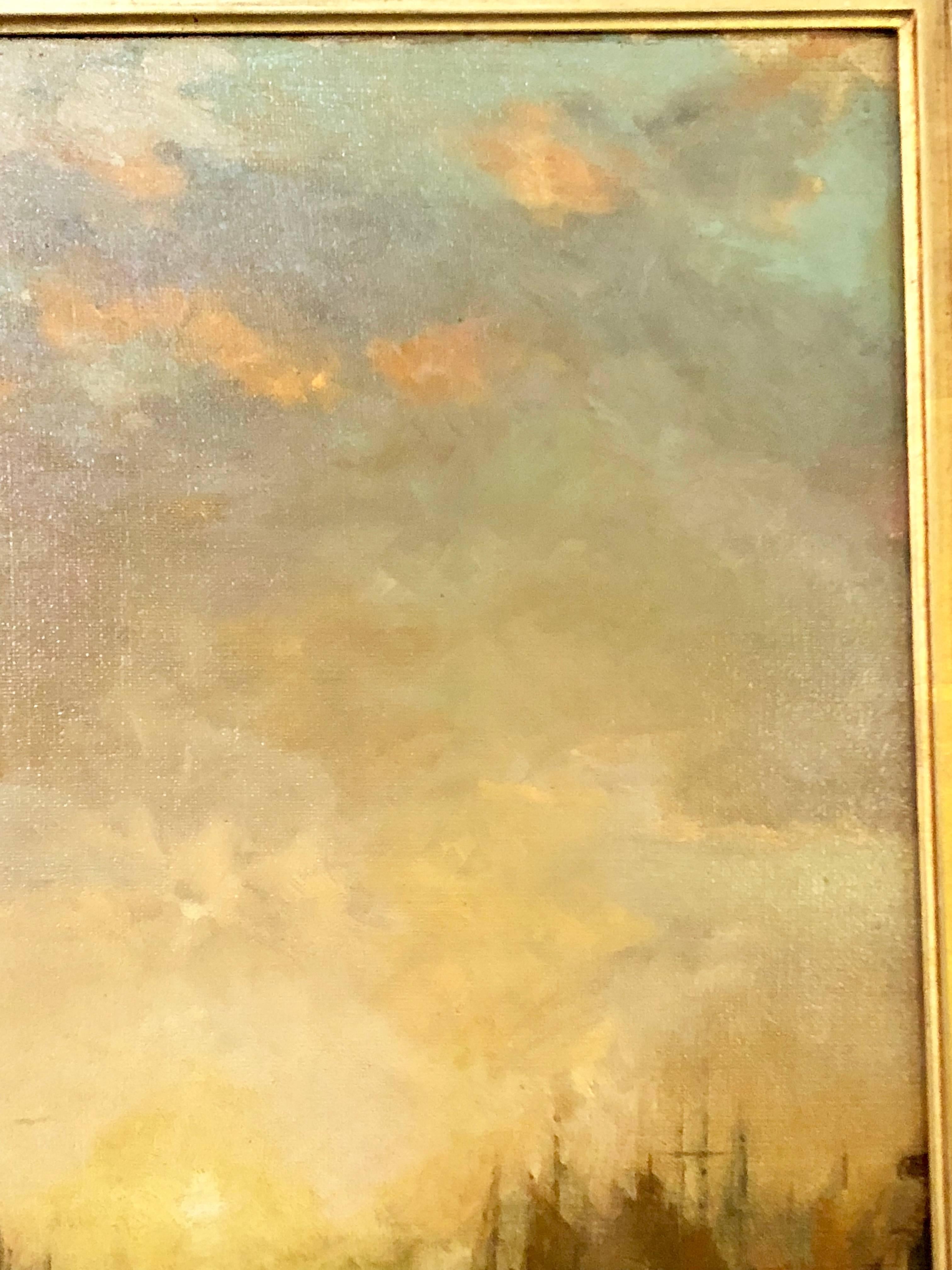 George H McCord 19th Century Oil on Canvas in Custome Gilt American Frame Signed 5