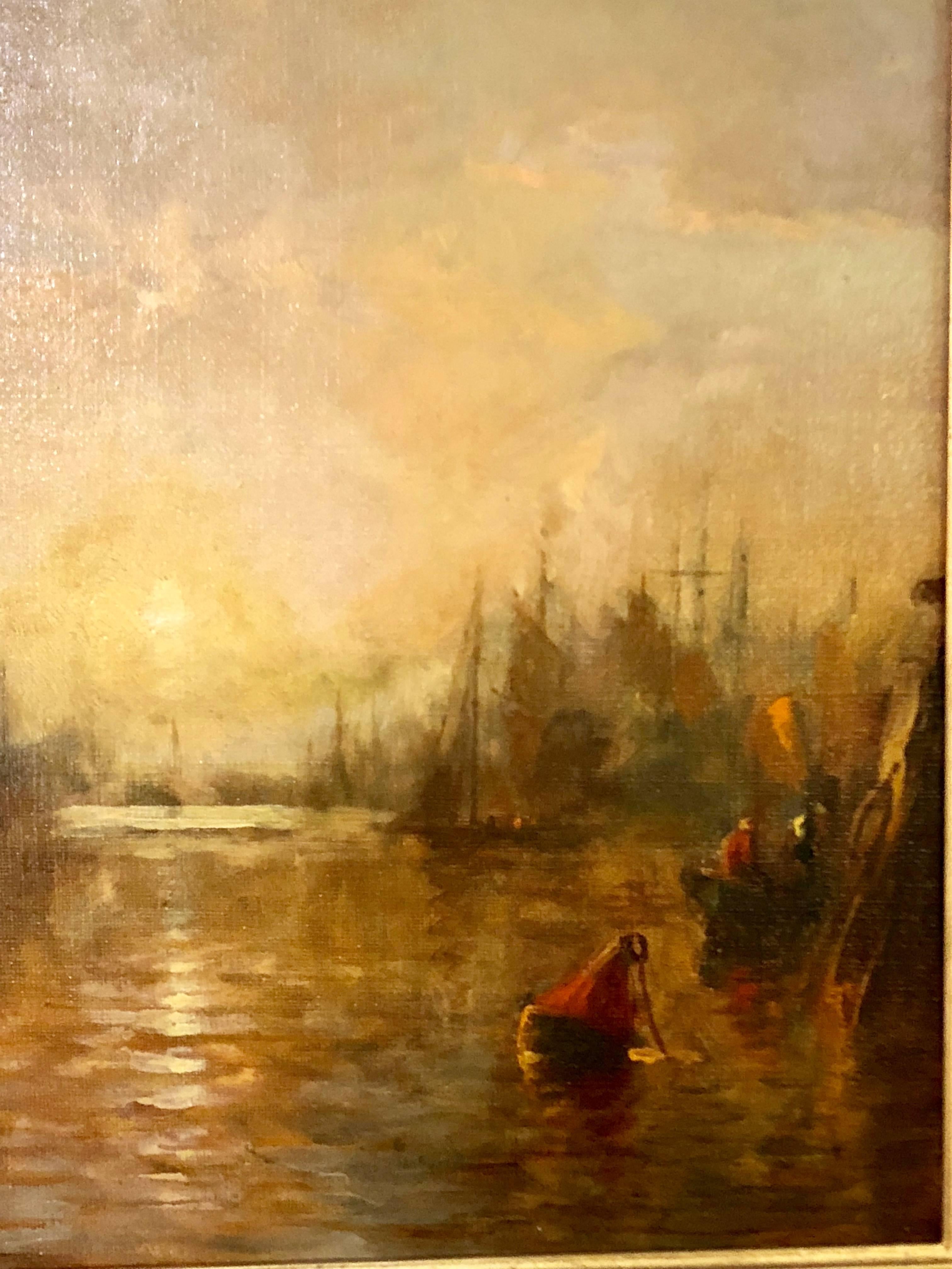 George H McCord 19th Century Oil on Canvas in Custome Gilt American Frame Signed 6