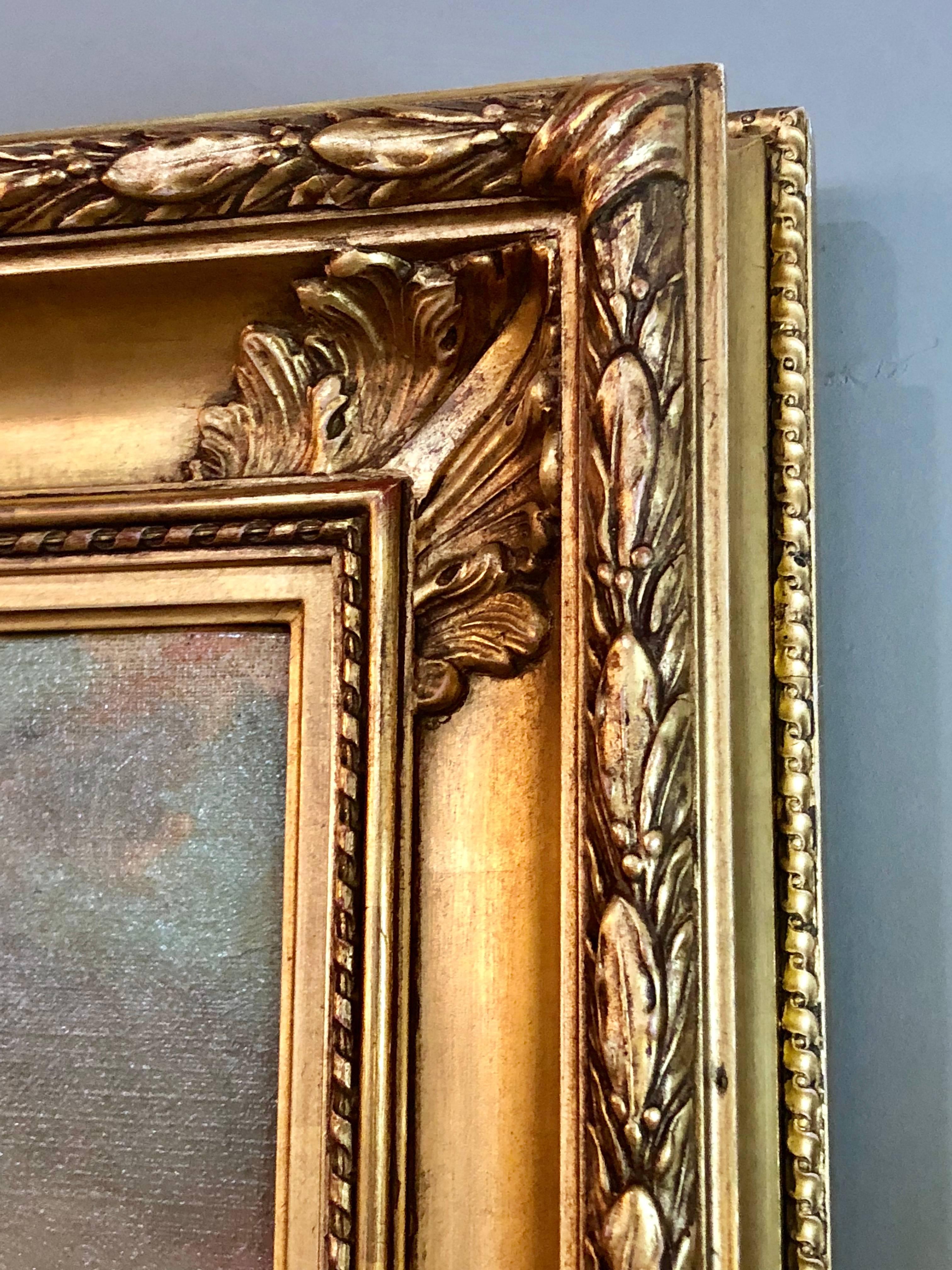 George H McCord 19th Century Oil on Canvas in Custome Gilt American Frame Signed 7
