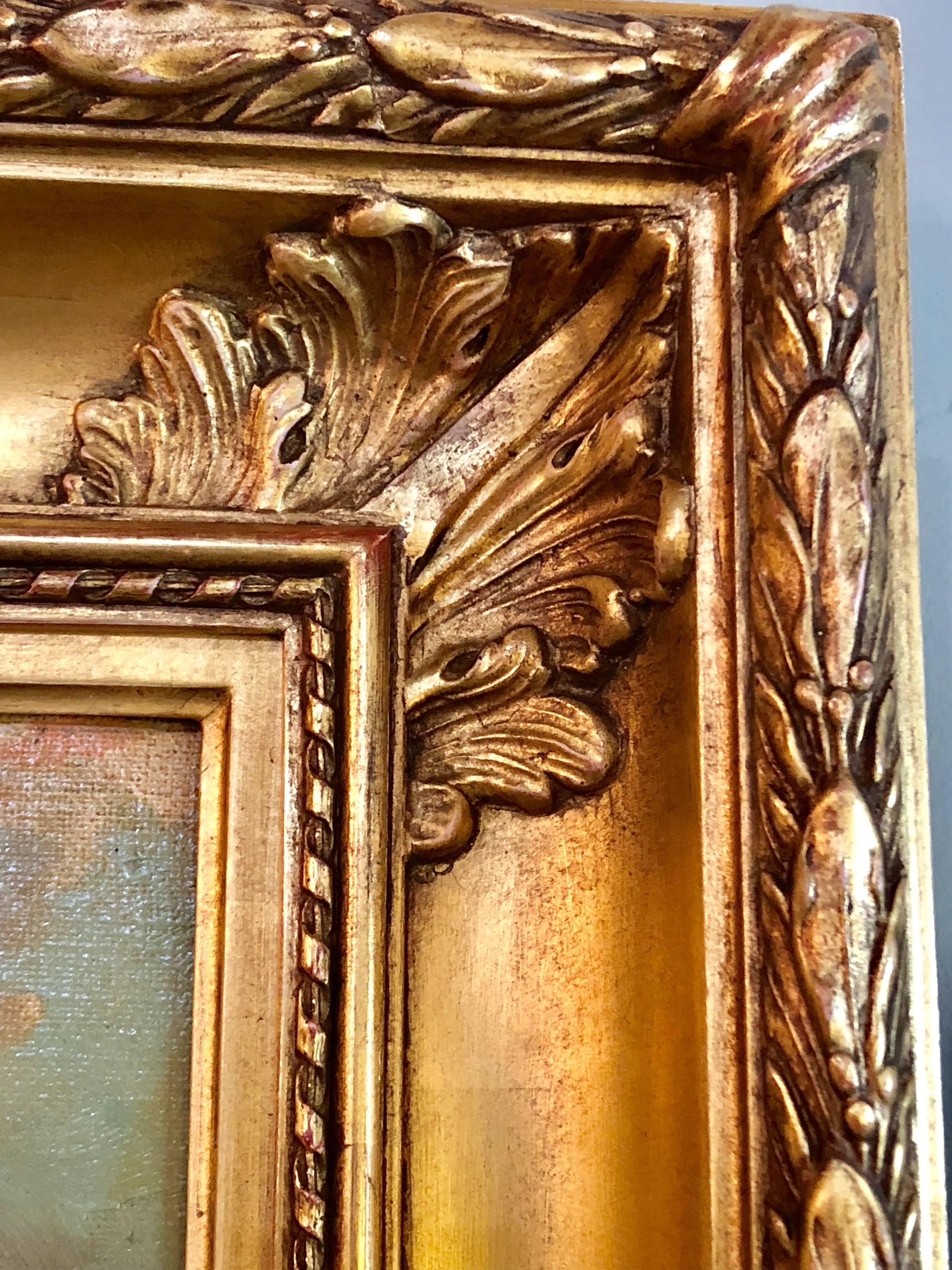 George H McCord 19th Century Oil on Canvas in Custome Gilt American Frame Signed 8