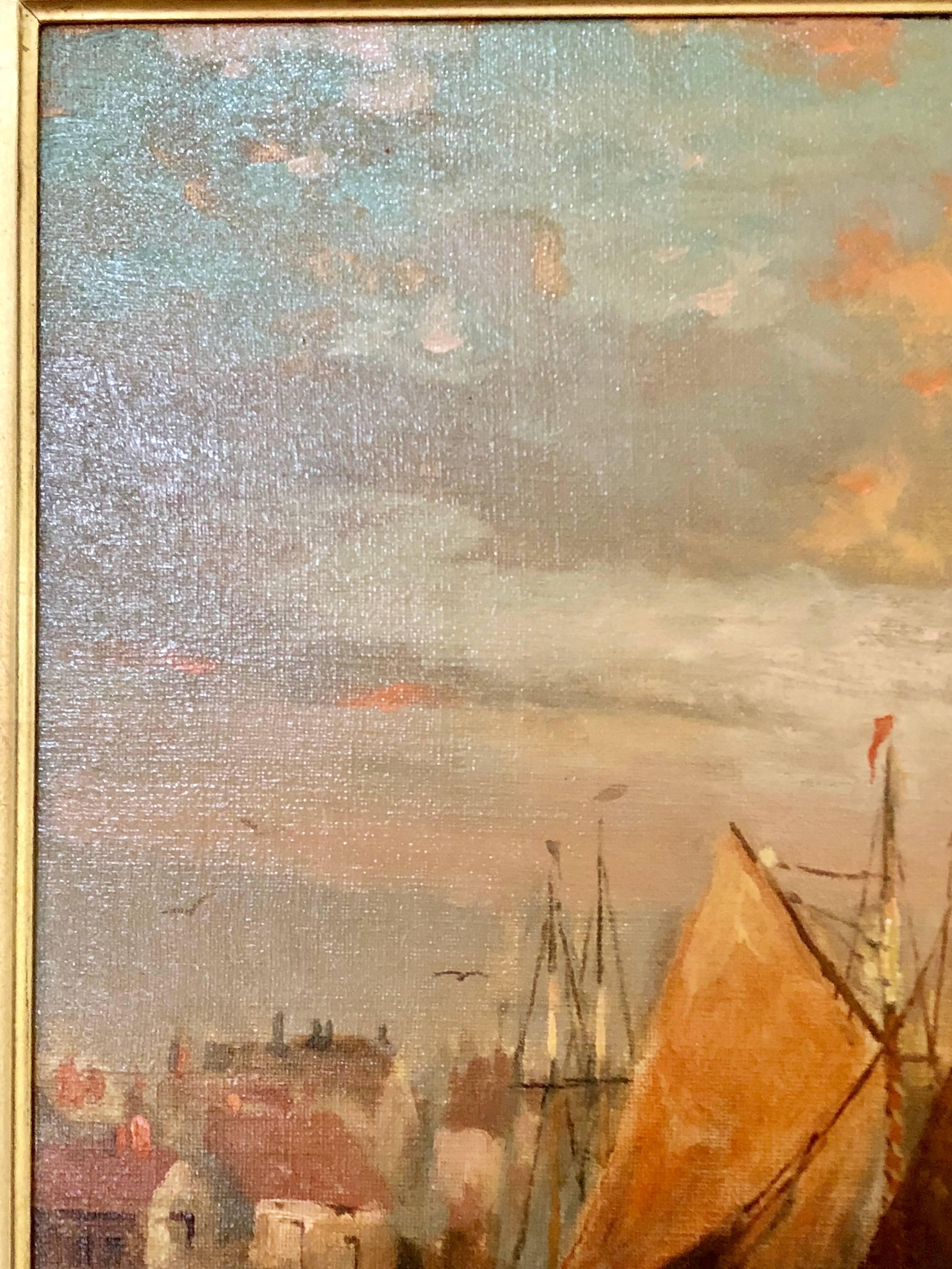 George H McCord 19th Century Oil on Canvas in Custome Gilt American Frame Signed In Good Condition In Manhasset, NY