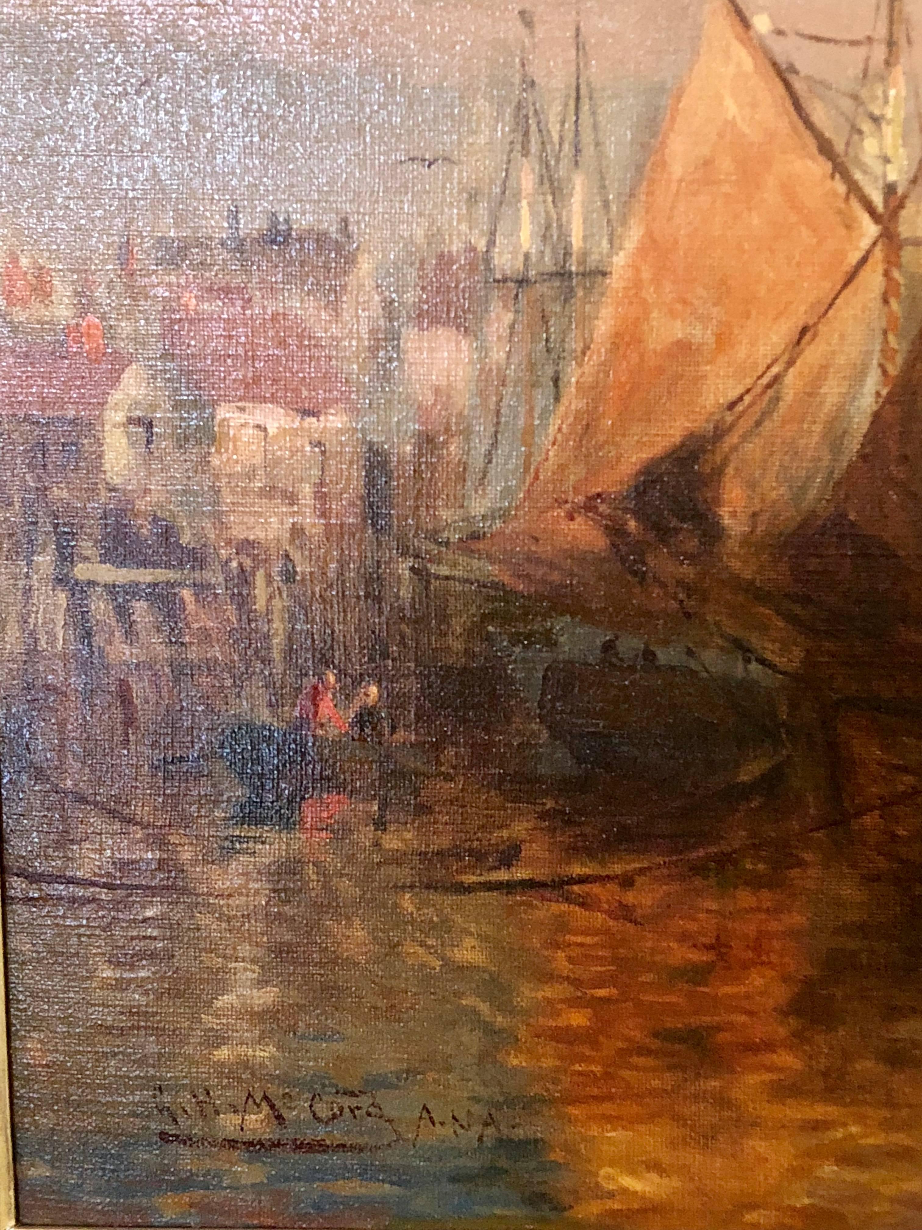 20th Century George H McCord 19th Century Oil on Canvas in Custome Gilt American Frame Signed