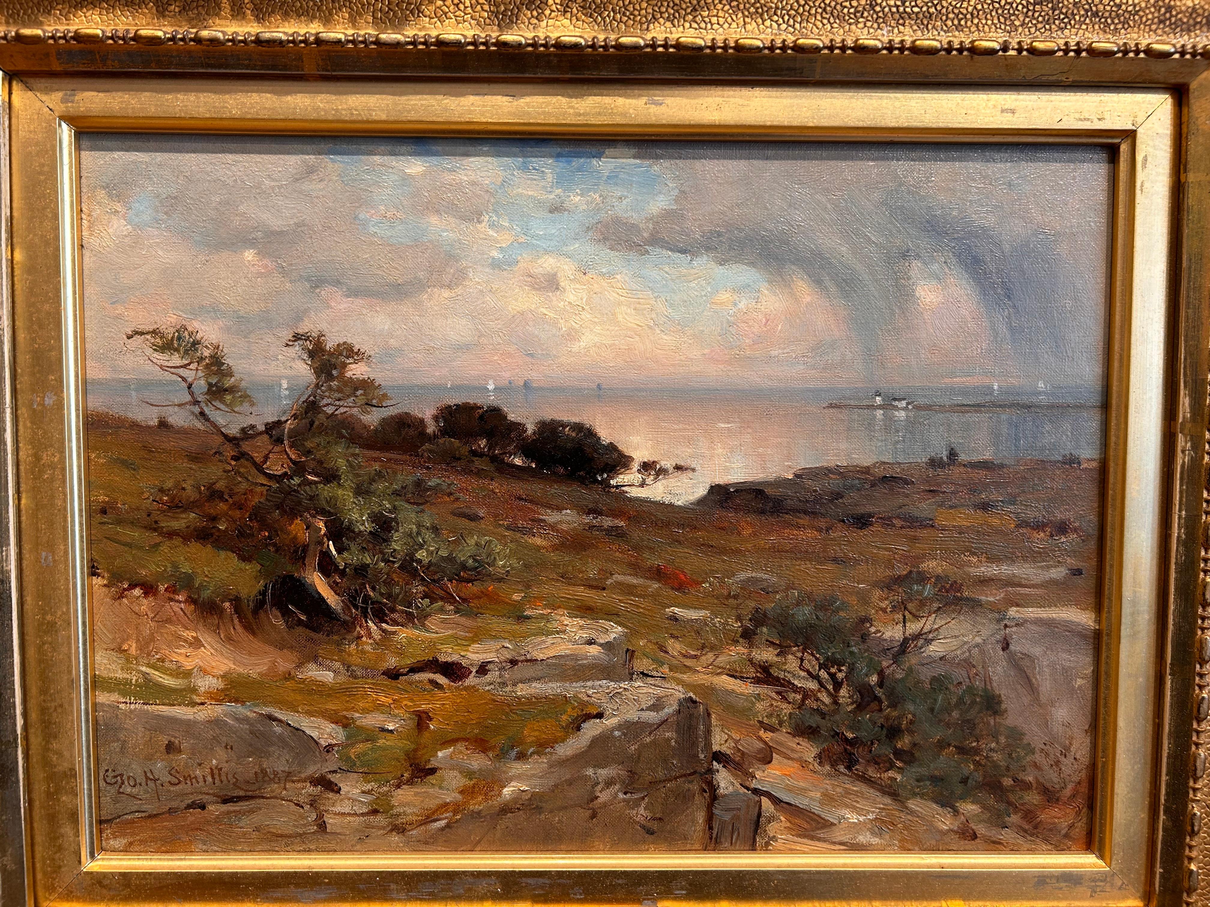 Öl Regenlandschaft mit dem Titel „Passing Shower“ – Painting von George H Smillie