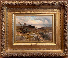 Antique Oil Rain Landscape Titled "Passing Shower"