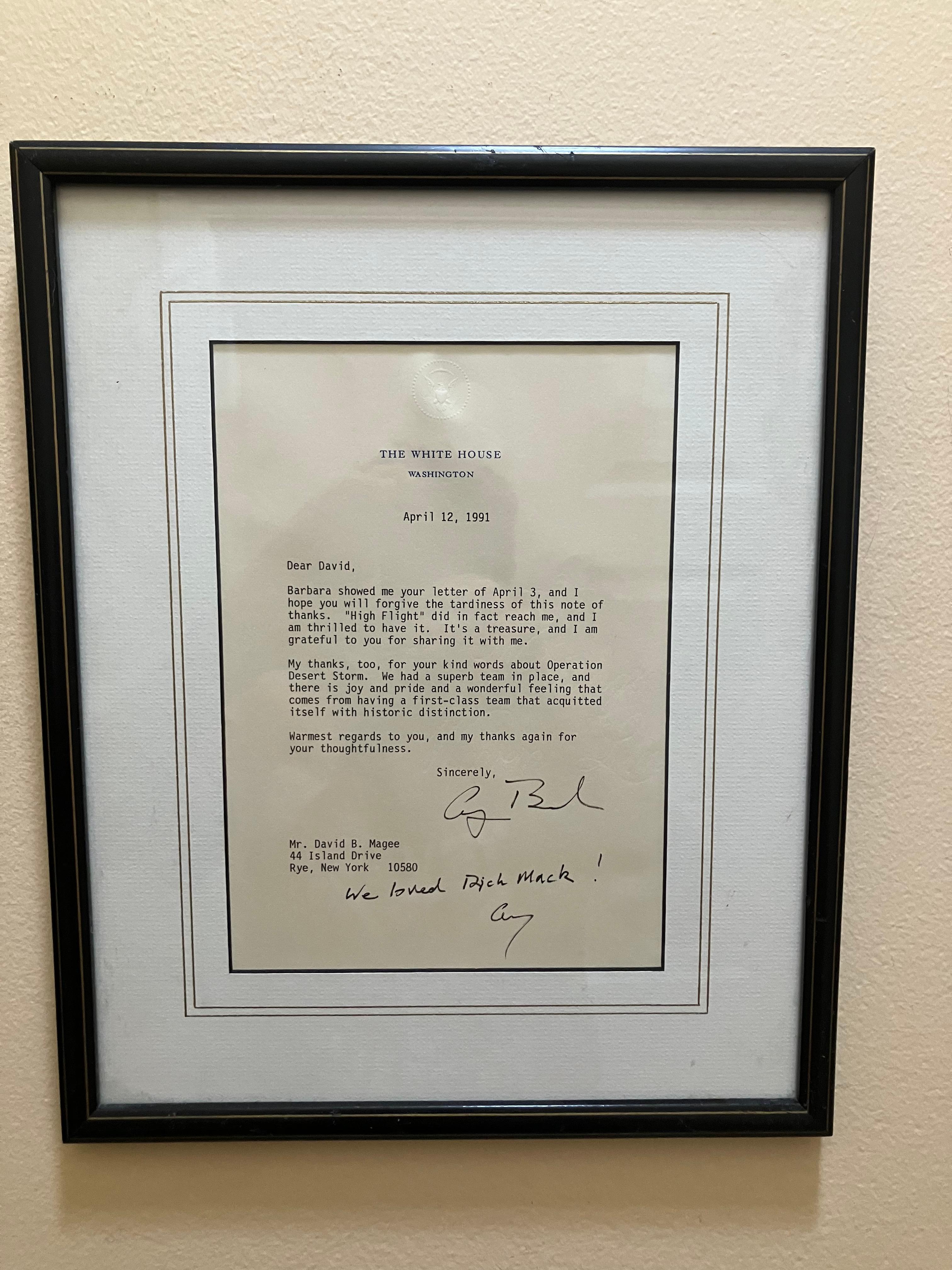 George H W Bush 1991 carta doble firmada Estadounidense en venta