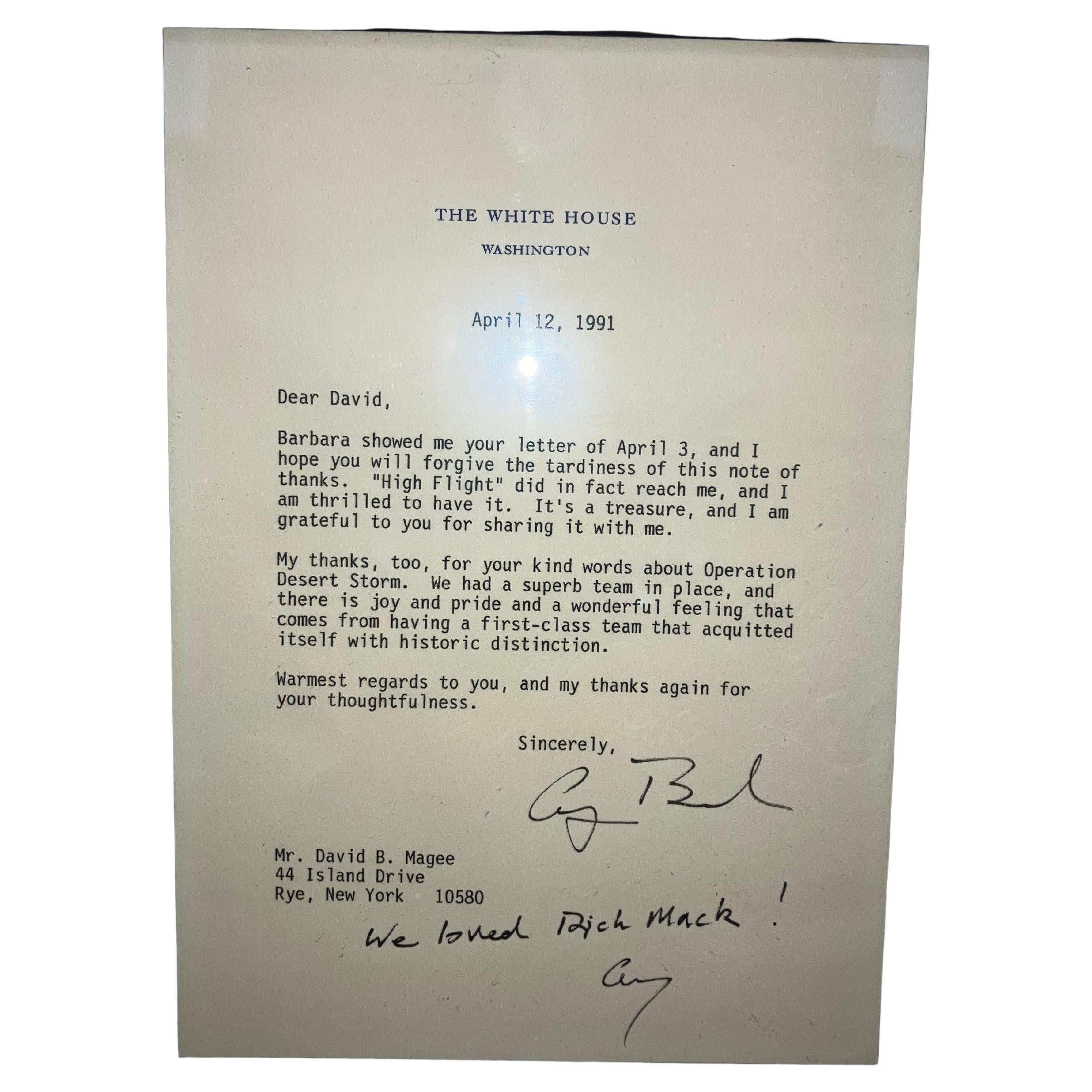 George H W Bush 1991 carta doble firmada en venta