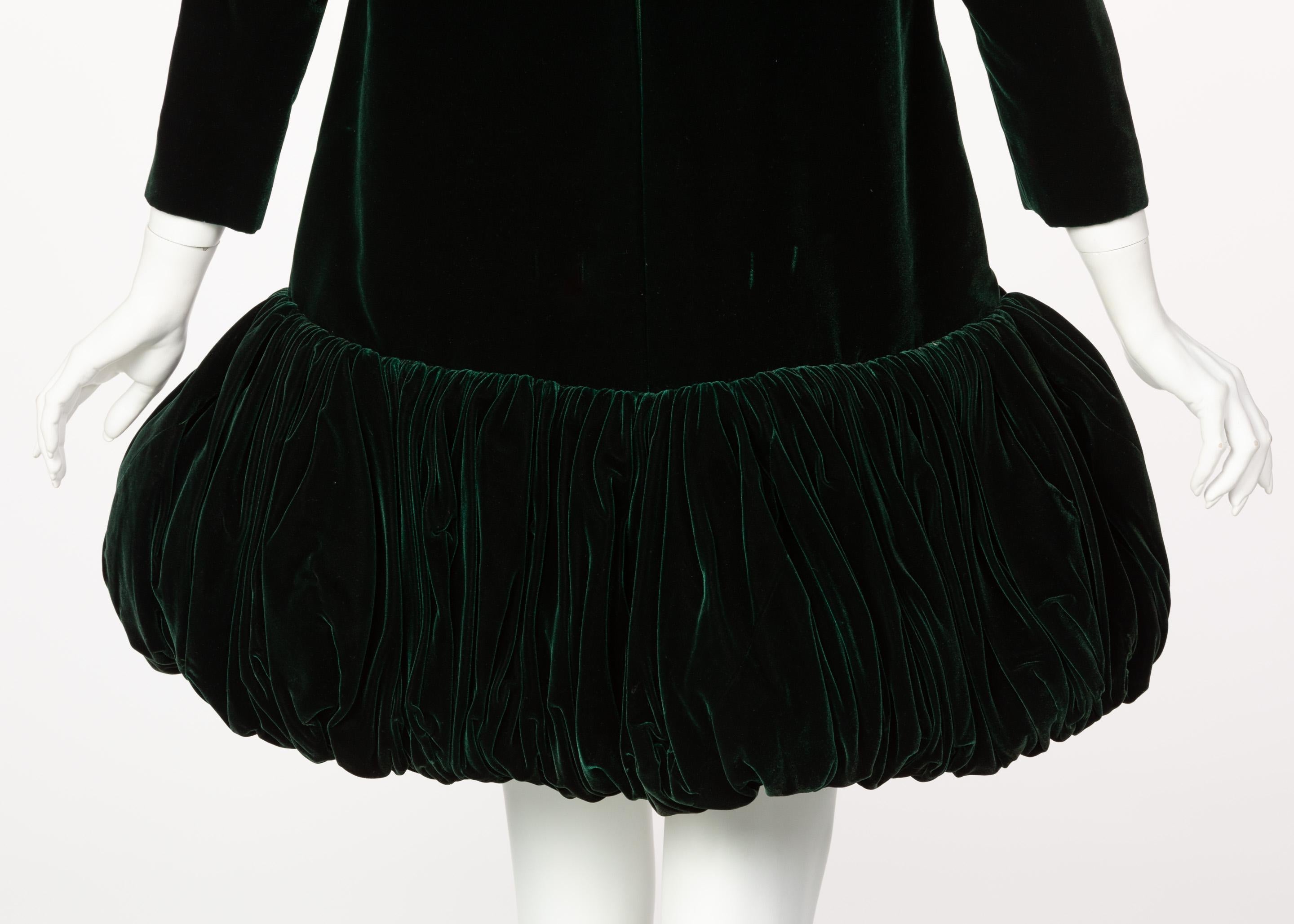Black George Halley Green Velvet Dress, 1960s