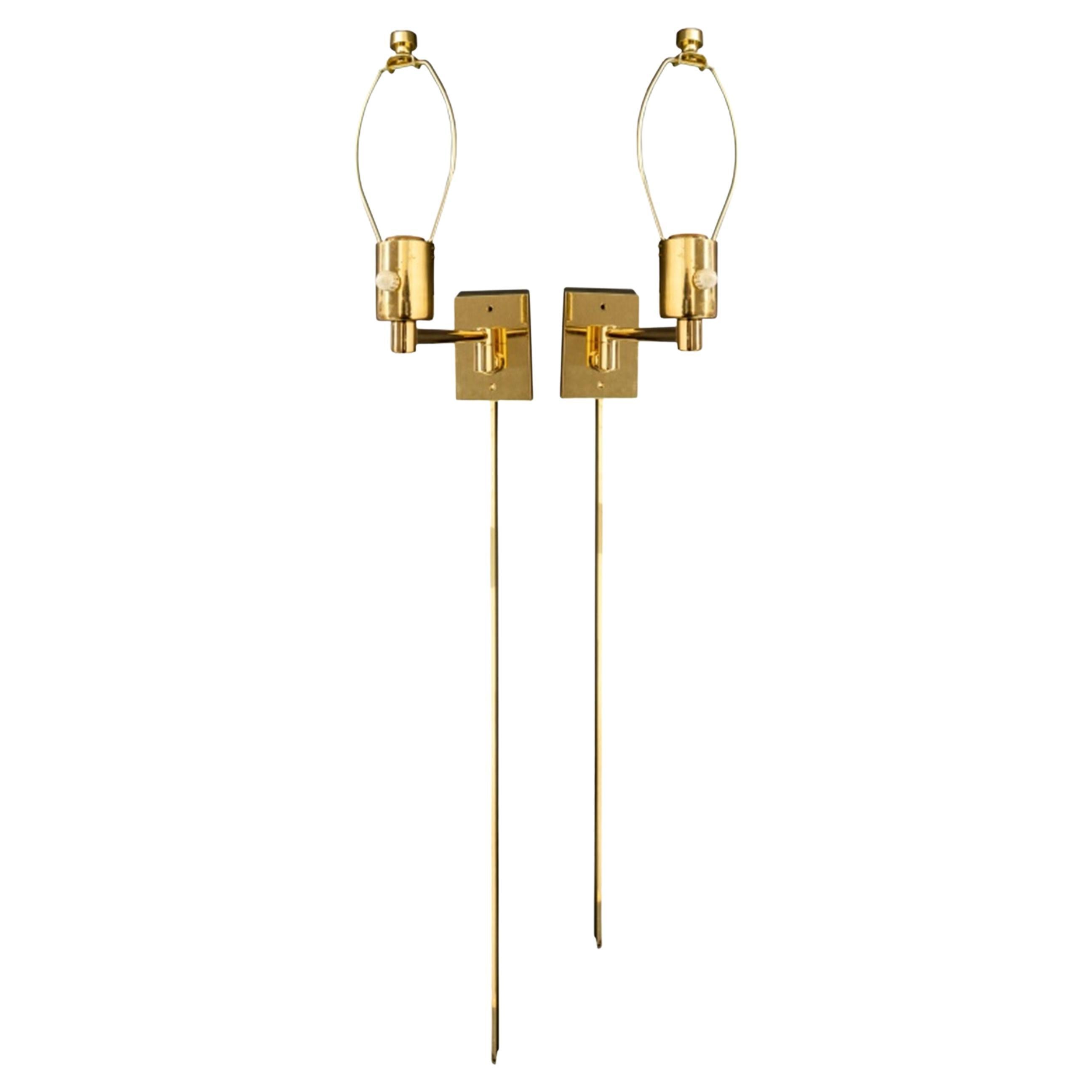 George Hansen Brass Swing Arm Lamps for Hinson, Pair For Sale
