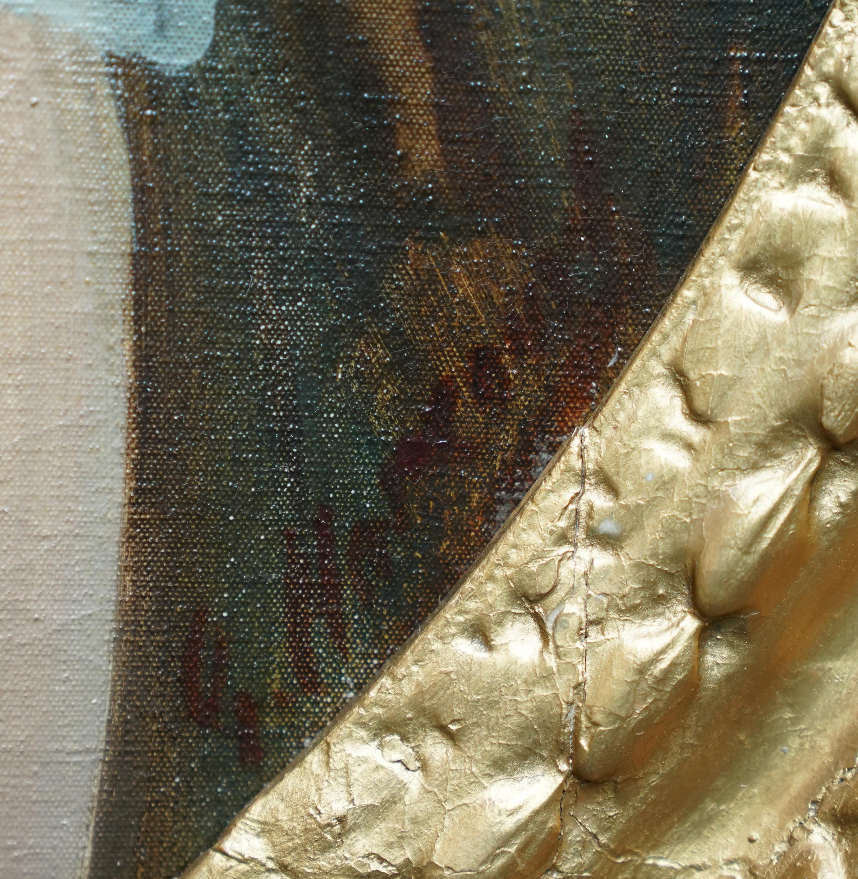 Oval Portrait of Girl with Blue Sash and Cuffs - Scottish Edwardian oil painting im Angebot 3