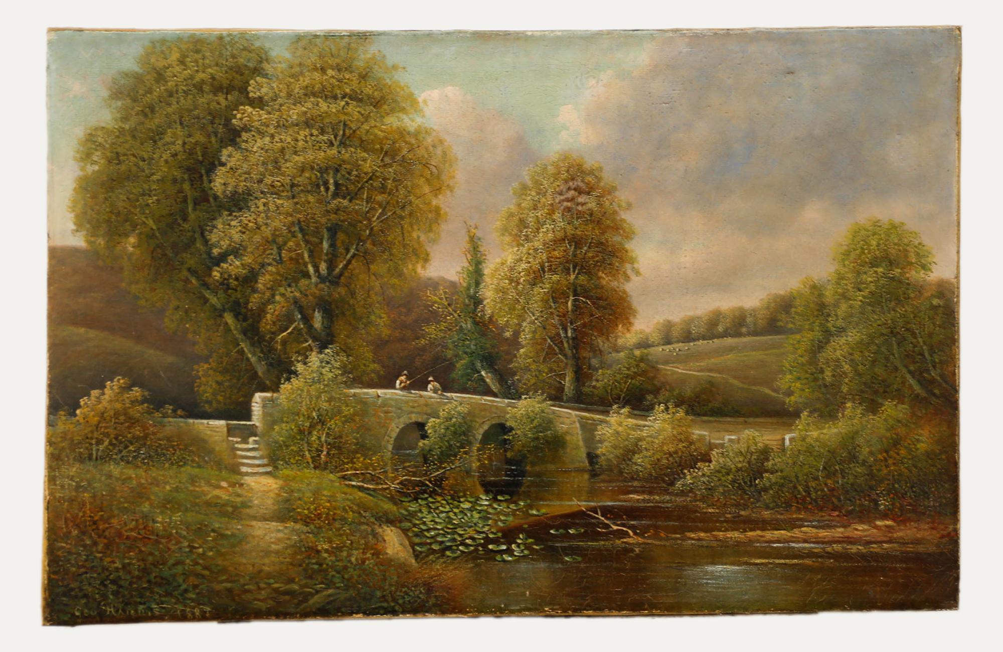 George Harris (1855-1936) - Óleo de 1887, Pescando desde el Puente de Piedra 1