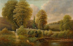 George Harris (1855-1936) - Óleo de 1887, Pescando desde el Puente de Piedra