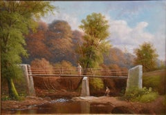 Pittura a olio di George Harris "Il vecchio ponte dei minatori".