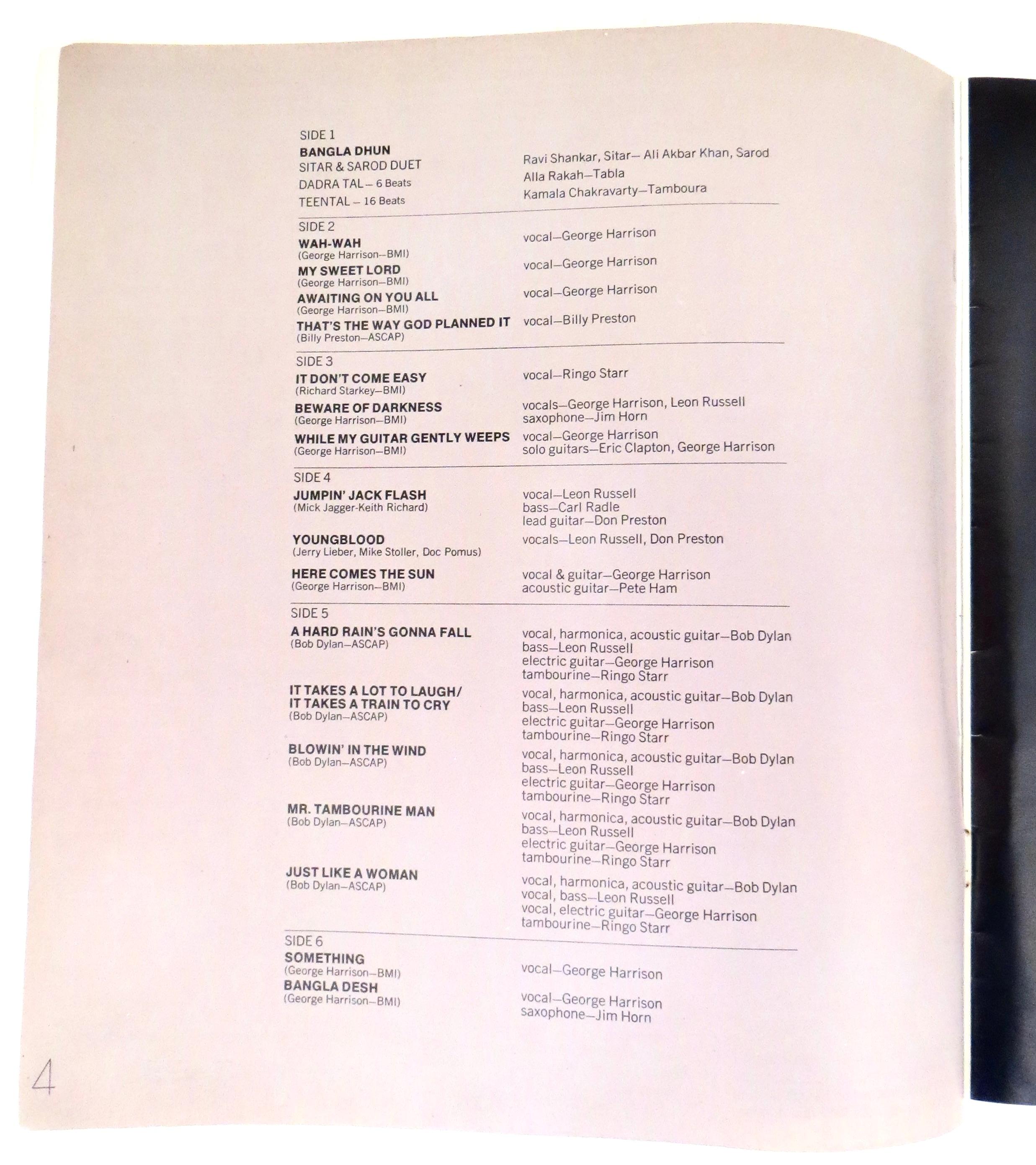 Post Konzertprogramm „The Concert For Bangladesh“ von George Harrison, 1. August 1971 (Moderne) im Angebot