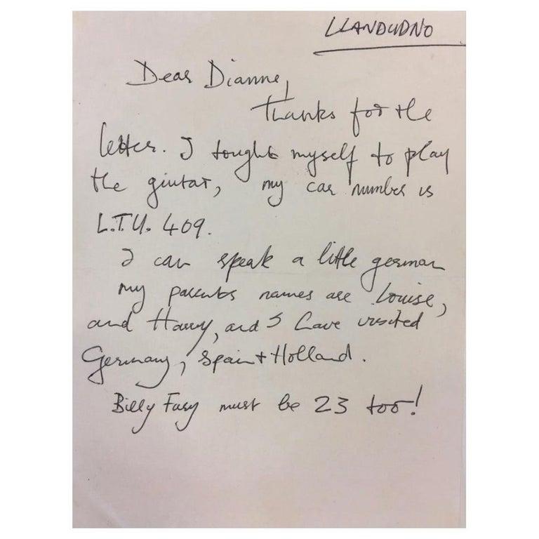 Papier Lettre manuscrite non signée de George Harrison à un fan