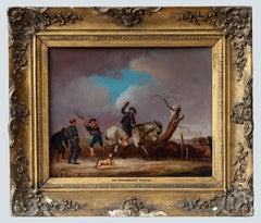 Antique Children playing with a donkey