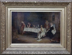 Antique Mary Queen of Scots in Holyrood - Scottish Victorian art interior oil painting  