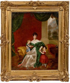 19th century romantic family portrait of a mother with her children