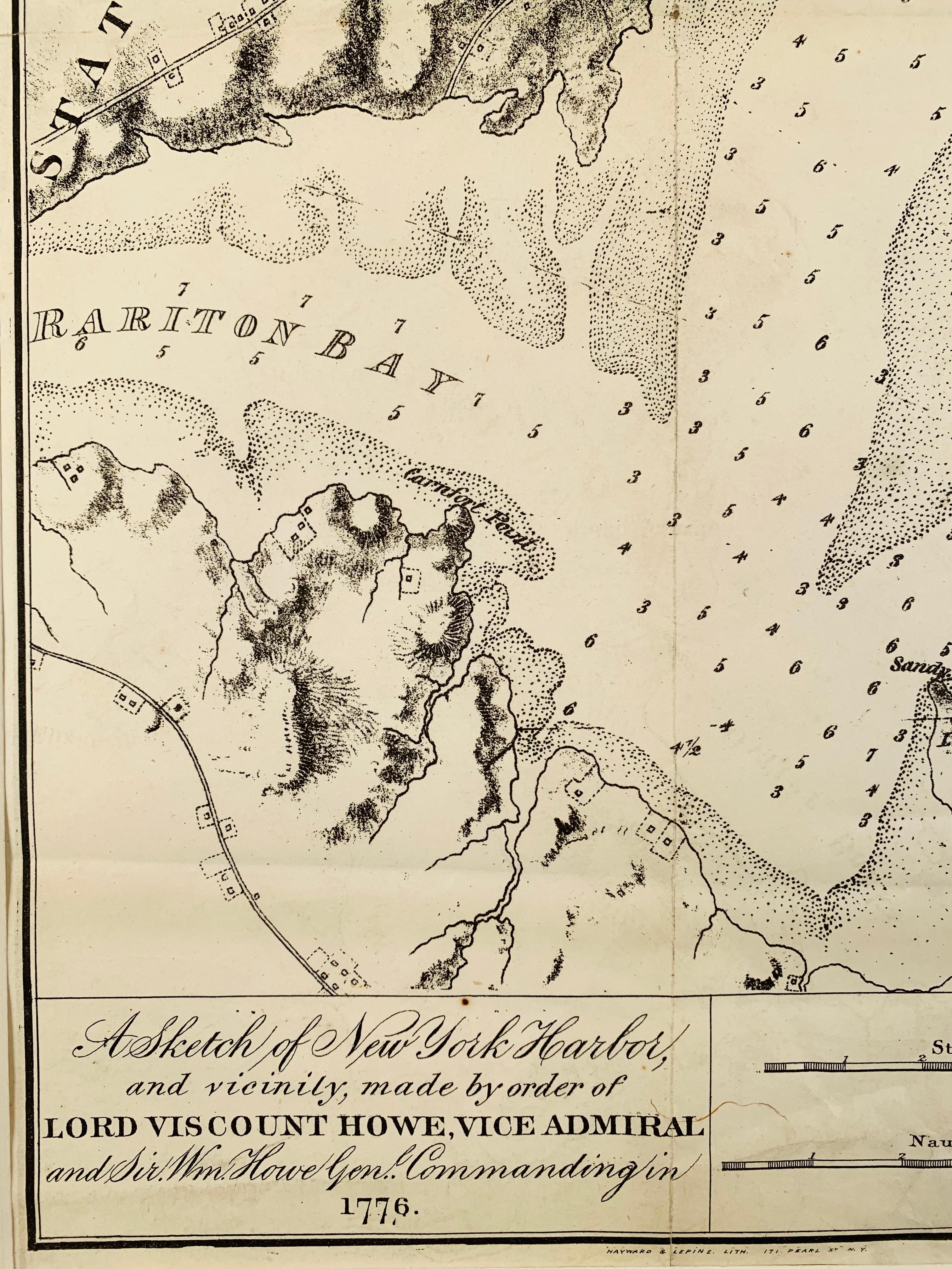 1776 Sketch of New York Harbor and Vicinity made by order of Lord Howe. - Print by George Hayward