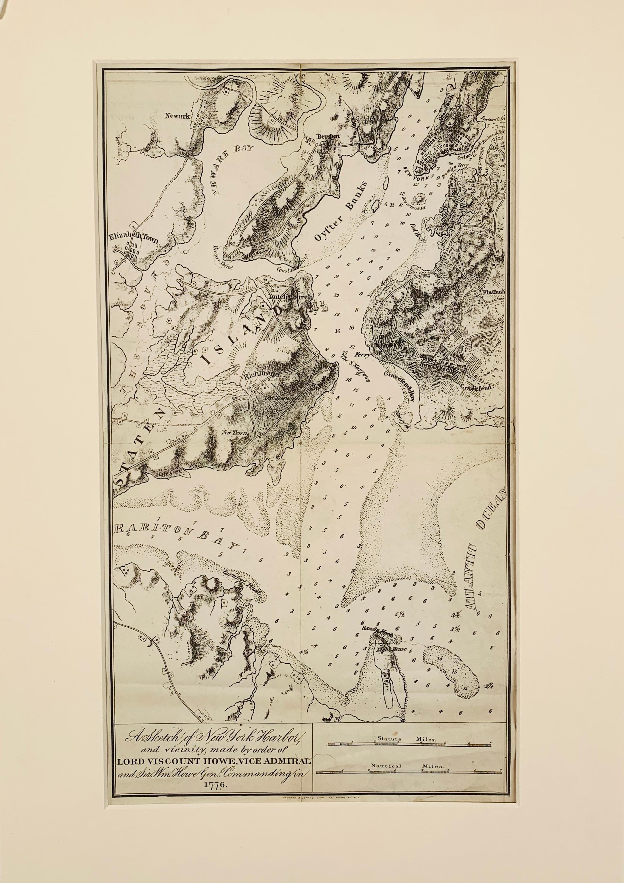 George Hayward Print - 1776 Sketch of New York Harbor and Vicinity made by order of Lord Howe.