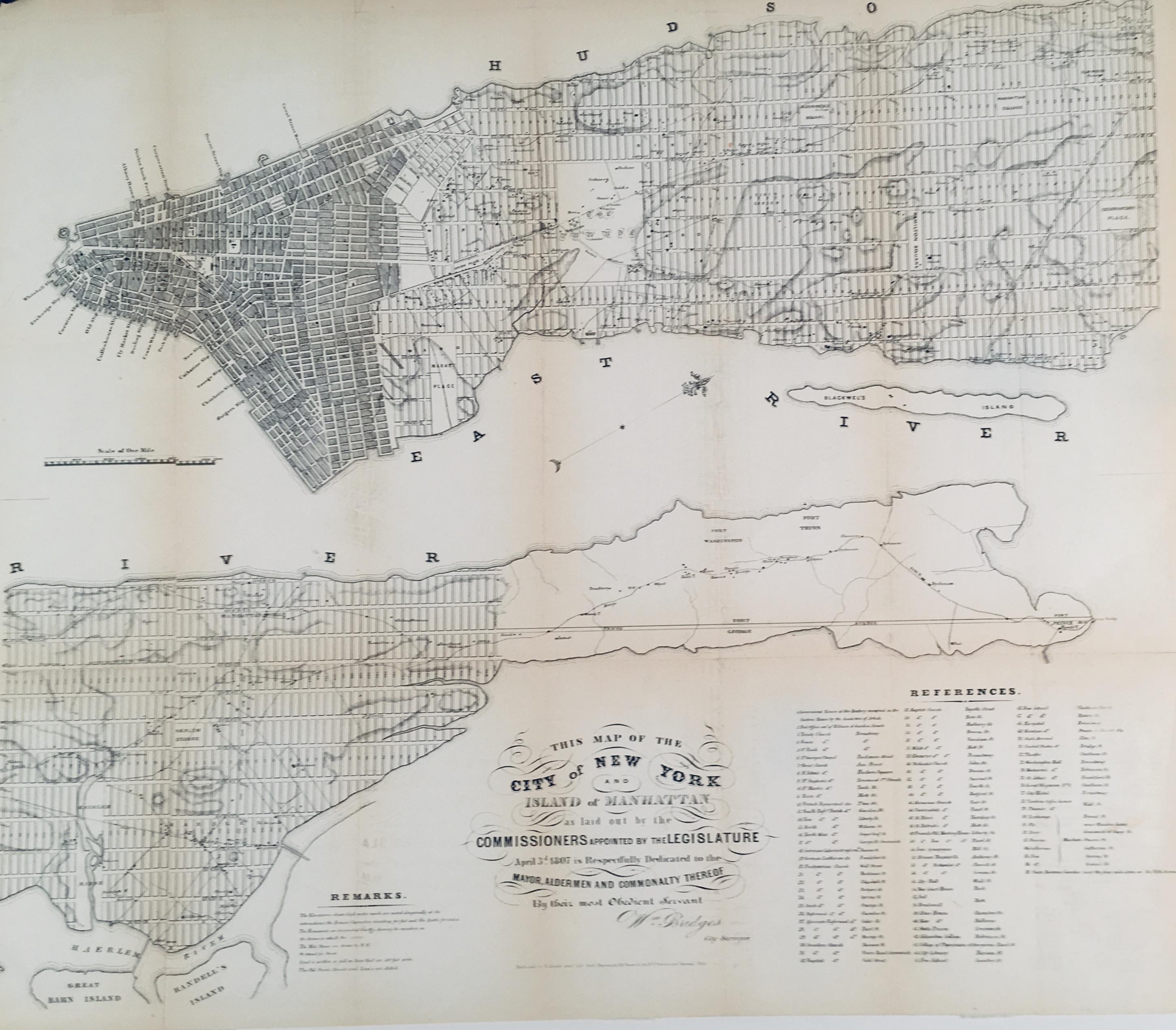 George Hayward Print - Map of City of New York and Island of Manhattan