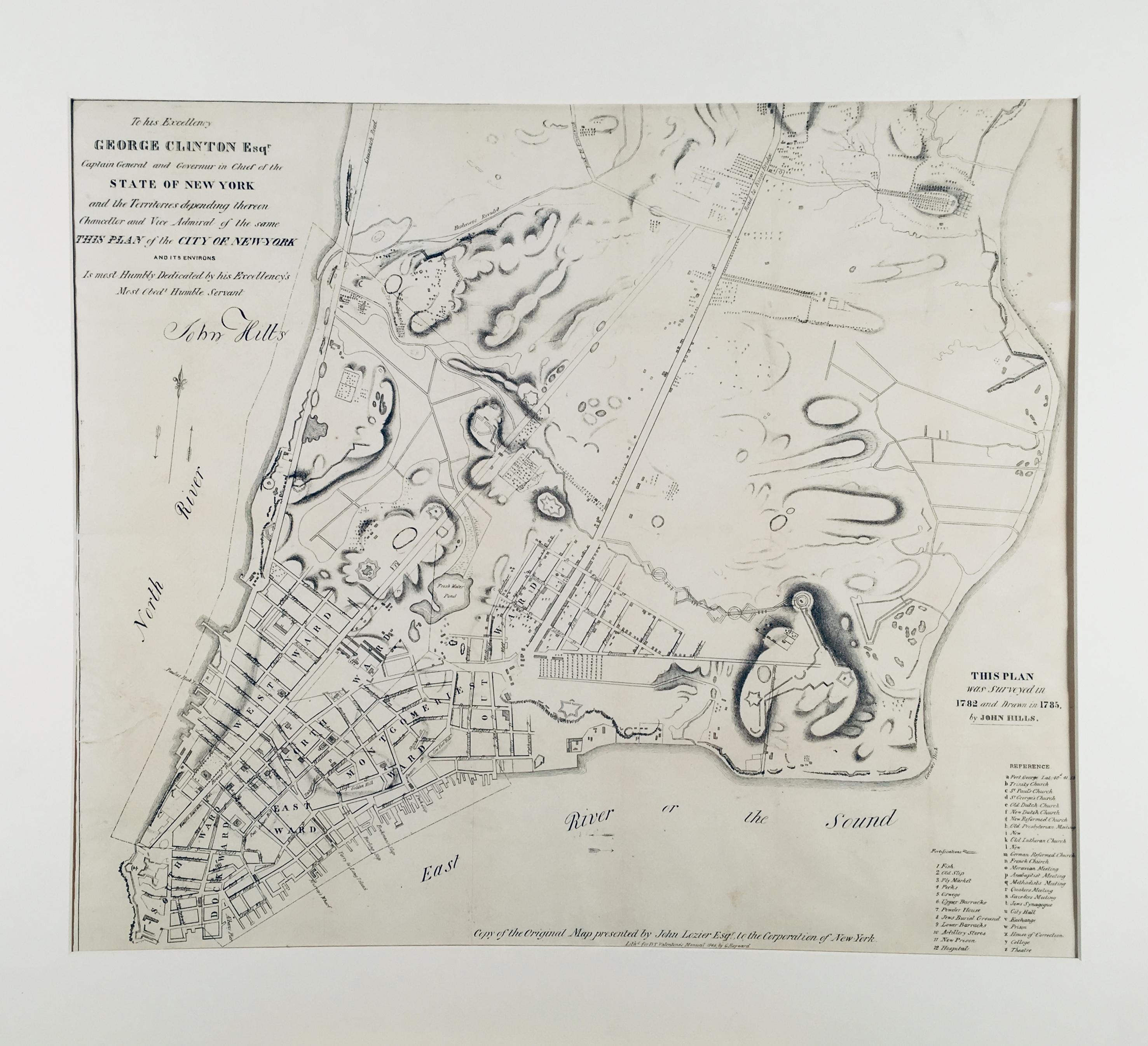 George Hayward Print – Plan der Stadt New York