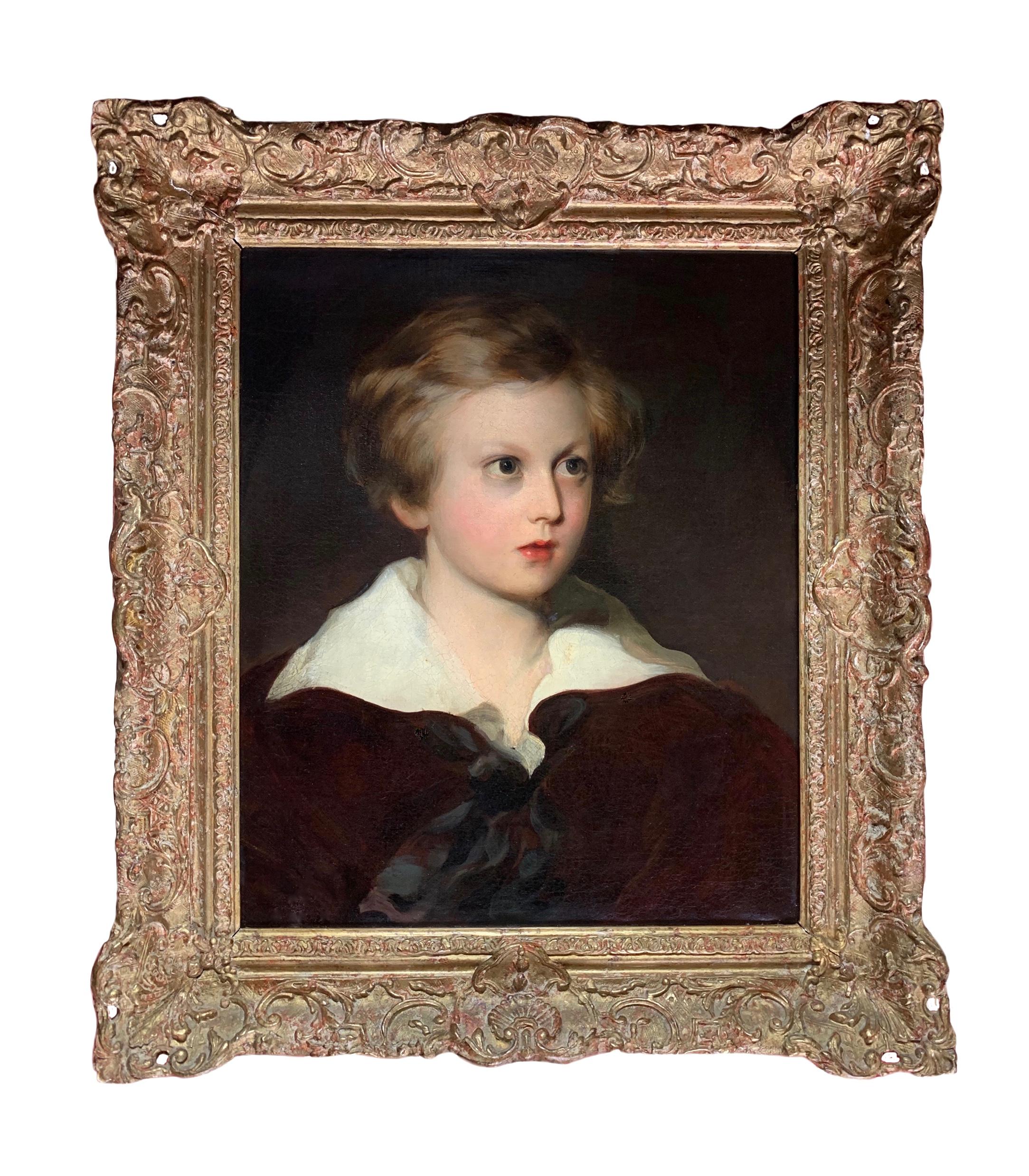 George Henry Harlow Portrait Painting - 19th Century English Oil on Canvas Portrait of a Young Boy (Master Fletcher)