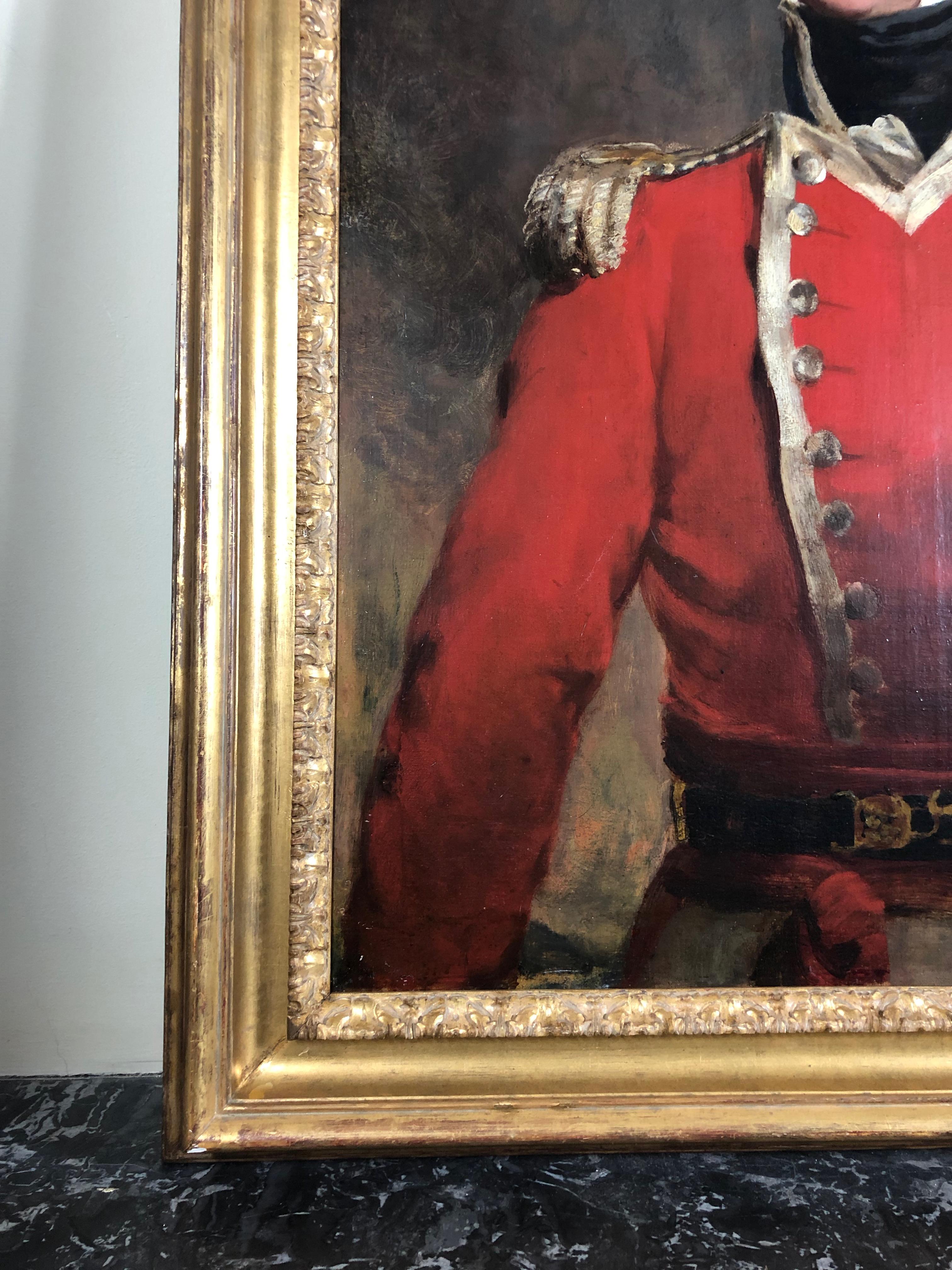 19th Century Military Portrait Painting of a Senior Officer in a Red Tunic,  For Sale 1