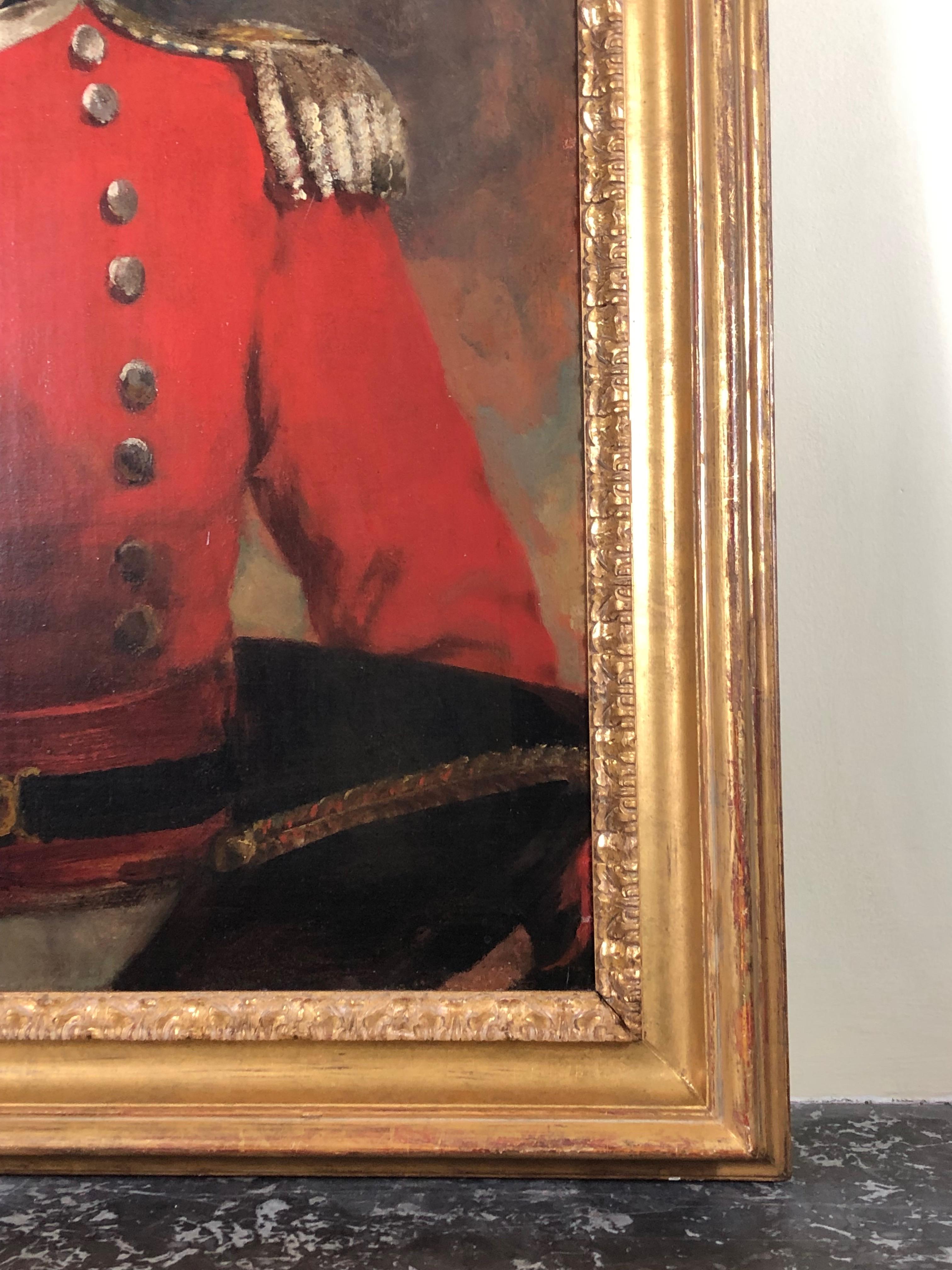 19th Century Military Portrait Painting of a Senior Officer in a Red Tunic,  For Sale 3