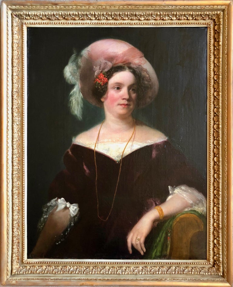 Henry Harlow 19th Century Oil Portrait Painting of Lady Clarke