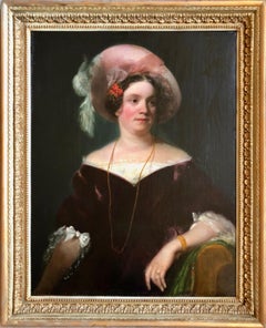 19th Century Oil Portrait Painting of Lady Clarke by George Henry Harlow R.A.