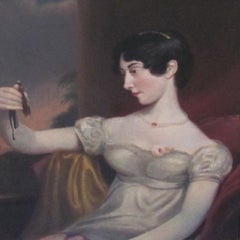 Antique portrait of a lady-19th century, old master, oil, portrait painting, Harlow