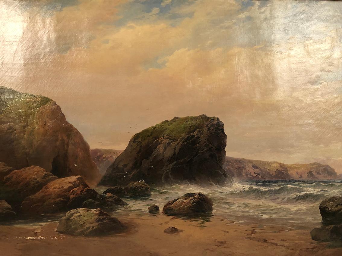 George Henry Jenkins (1843-1914). Le rivage, très grande huile sur toile encadré For Sale 1